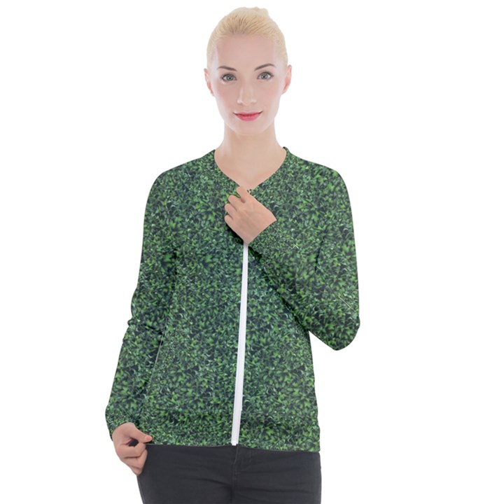 Leafy Elegance Botanical Pattern Casual Zip Up Jacket