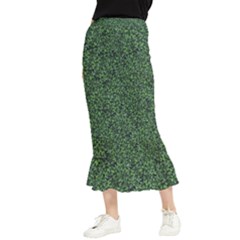 Leafy Elegance Botanical Pattern Maxi Fishtail Chiffon Skirt