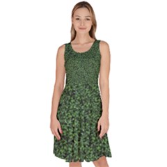 Leafy Elegance Botanical Pattern Knee Length Skater Dress With Pockets by dflcprintsclothing