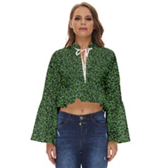 Leafy Elegance Botanical Pattern Boho Long Bell Sleeve Top by dflcprintsclothing