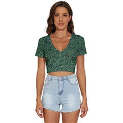 Leafy Elegance Botanical Pattern V-neck Crop Top by dflcprintsclothing