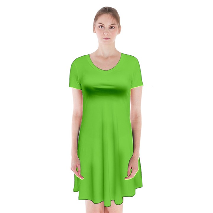 Jasmine Green	 - 	Short Sleeve V-neck Flare Dress