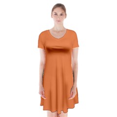 Halloween Orange	 - 	short Sleeve V-neck Flare Dress by ColorfulDresses