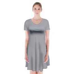 Pewter Grey	 - 	short Sleeve V-neck Flare Dress by ColorfulDresses