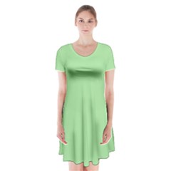 Granny Smith Apple Green	 - 	short Sleeve V-neck Flare Dress by ColorfulDresses