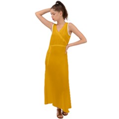 China Yellow	 - 	v-neck Chiffon Maxi Dress by ColorfulDresses