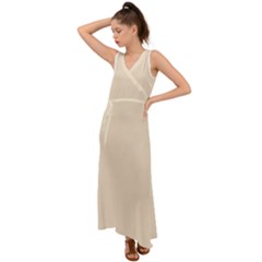 Champagne White	 - 	v-neck Chiffon Maxi Dress by ColorfulDresses