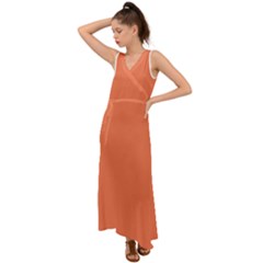 Basket Ball Orange	 - 	v-neck Chiffon Maxi Dress by ColorfulDresses