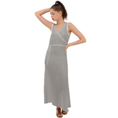 Smoke Grey	 - 	v-neck Chiffon Maxi Dress by ColorfulDresses