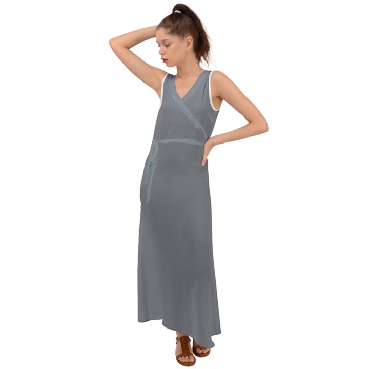 Tradewinds Grey	 - 	V-Neck Chiffon Maxi Dress