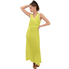 Unmellow Yellow	 - 	v-neck Chiffon Maxi Dress by ColorfulDresses