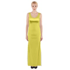 Maize Yellow	 - 	thigh Split Maxi Dress by ColorfulDresses