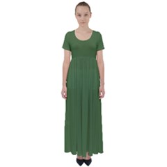 Crocodile Green	 - 	high Waist Short Sleeve Maxi Dress by ColorfulDresses