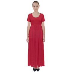 Geranium Lake Red	 - 	high Waist Short Sleeve Maxi Dress by ColorfulDresses