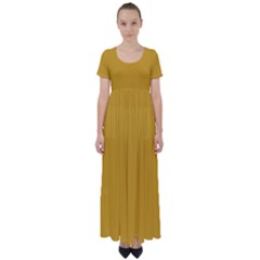 Goldenrod Orange	 - 	high Waist Short Sleeve Maxi Dress by ColorfulDresses