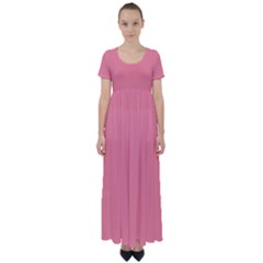 Conch Shell Pink	 - 	high Waist Short Sleeve Maxi Dress by ColorfulDresses