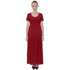 Apple Red	 - 	high Waist Short Sleeve Maxi Dress by ColorfulDresses