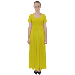 Bumblebee Yellow	 - 	high Waist Short Sleeve Maxi Dress by ColorfulDresses