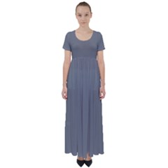 Old Silver Grey	 - 	high Waist Short Sleeve Maxi Dress by ColorfulDresses