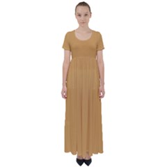 Sunray Orange	 - 	high Waist Short Sleeve Maxi Dress by ColorfulDresses