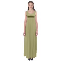 Khaki	 - 	empire Waist Maxi Dress by ColorfulDresses