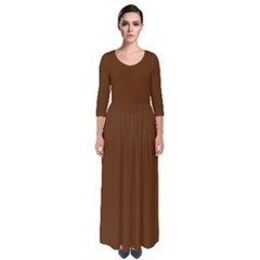 Gingerbread Brown	 - 	quarter Sleeve Maxi Dress by ColorfulDresses