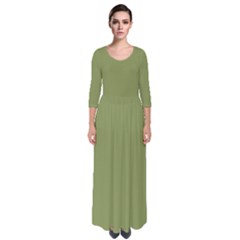 Light Moss Green	 - 	quarter Sleeve Maxi Dress