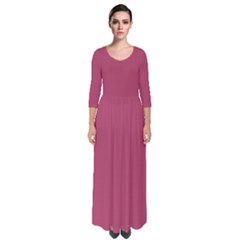 Raspberry Rose Pink	 - 	quarter Sleeve Maxi Dress