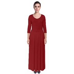 Maroon Red	 - 	quarter Sleeve Maxi Dress