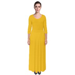 Mikado Yellow	 - 	quarter Sleeve Maxi Dress