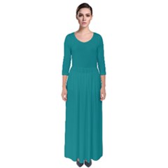 Teal Green	 - 	quarter Sleeve Maxi Dress