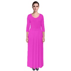 Razzle Dazzle Rose Pink	 - 	quarter Sleeve Maxi Dress