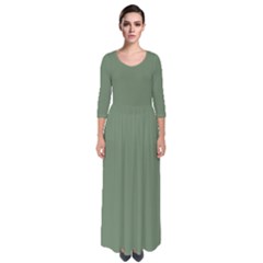 Dark Sage Green	 - 	quarter Sleeve Maxi Dress by ColorfulDresses