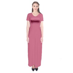 Cinnamon Satin Pink	 - 	Short Sleeve Maxi Dress