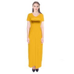 China Yellow	 - 	short Sleeve Maxi Dress by ColorfulDresses