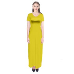 Corn Yellow	 - 	short Sleeve Maxi Dress by ColorfulDresses