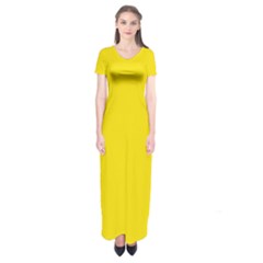 Bumblebee Yellow	 - 	short Sleeve Maxi Dress by ColorfulDresses