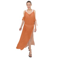 Coral Rose Orange	 - 	maxi Chiffon Cover Up Dress by ColorfulDresses