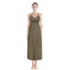 Martini Olive Brown	 - 	button Up Chiffon Maxi Dress by ColorfulDresses