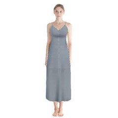 Tradewinds Grey	 - 	button Up Chiffon Maxi Dress by ColorfulDresses