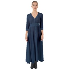 Navy Peony Blue	 - 	button Up Boho Maxi Dress by ColorfulDresses