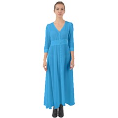 Deep Sky Blue	 - 	button Up Boho Maxi Dress by ColorfulDresses