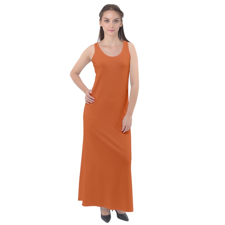 Halloween Orange	 - 	Sleeveless Velour Maxi Dress