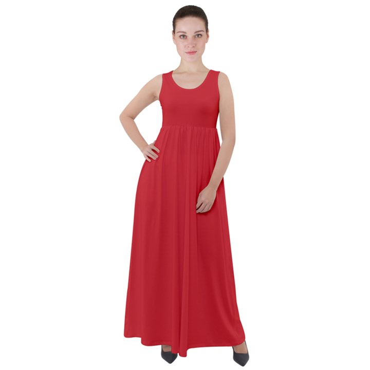 Amaranth Red	 - 	Empire Waist Velour Maxi Dress