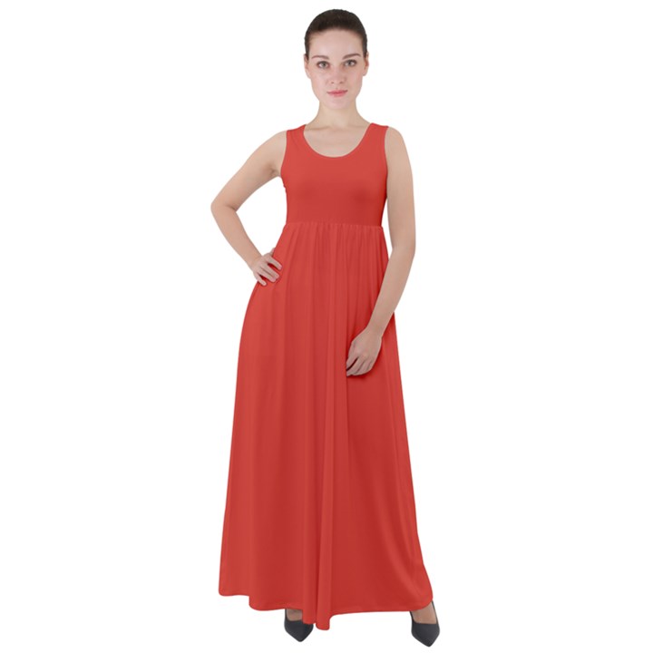 Cinnabar Orange	 - 	Empire Waist Velour Maxi Dress