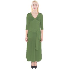 Crocodile Green	 - 	quarter Sleeve Wrap Maxi Dress by ColorfulDresses