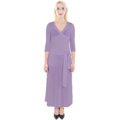 Glossy Grape Purple	 - 	quarter Sleeve Wrap Maxi Dress by ColorfulDresses