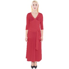 Flame Scarlet Red	 - 	quarter Sleeve Wrap Maxi Dress by ColorfulDresses