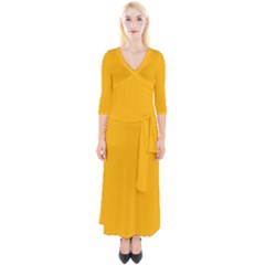 China Yellow	 - 	quarter Sleeve Wrap Maxi Dress by ColorfulDresses