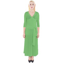 Mantis Green	 - 	quarter Sleeve Wrap Maxi Dress by ColorfulDresses